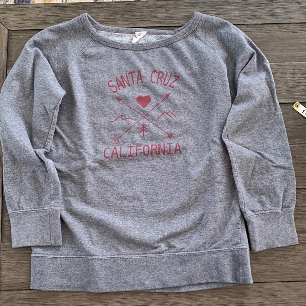 5/$20 Crew neck sweatshirt size S, Santa Cruz logo. Gray with red lettering.